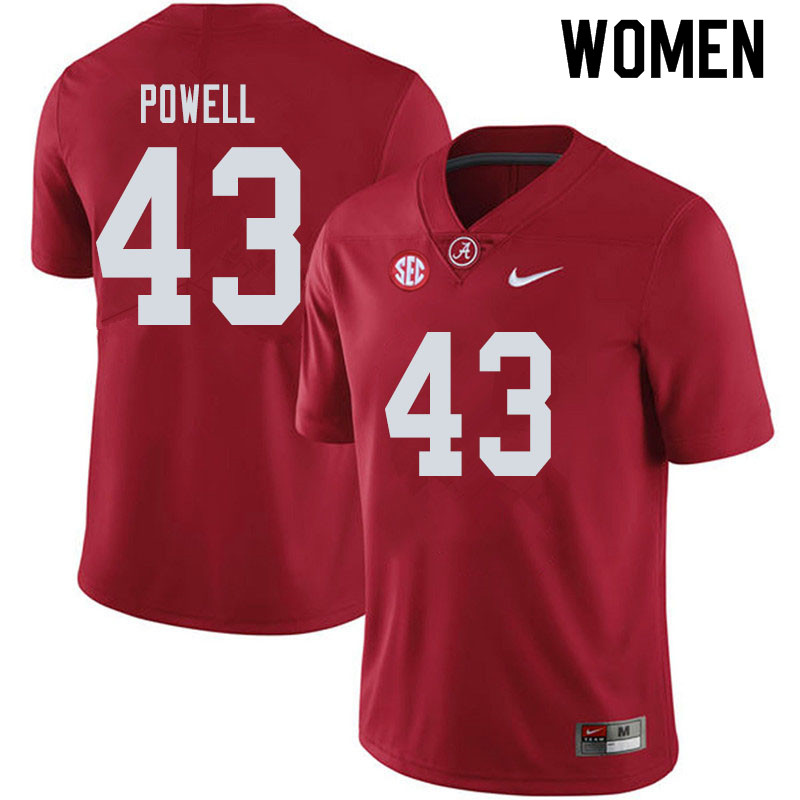 Women #43 Daniel Powell Alabama Crimson Tide College Football Jerseys Sale-Crimson
